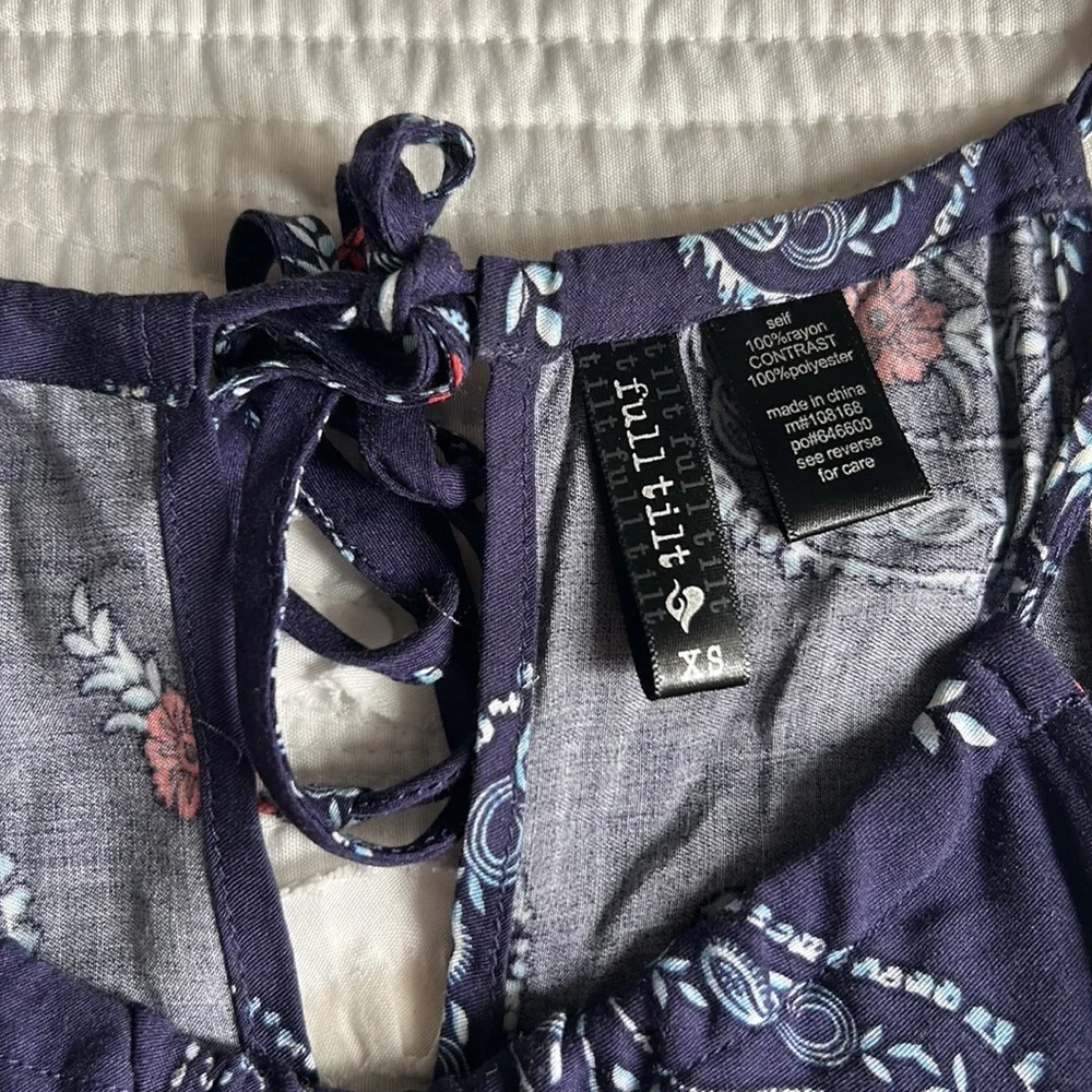 paisley print navy halter neck dress - Picture 4 of 7